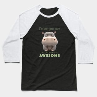 Hippo Concentrated Awesome Cute Adorable Funny Quote Baseball T-Shirt